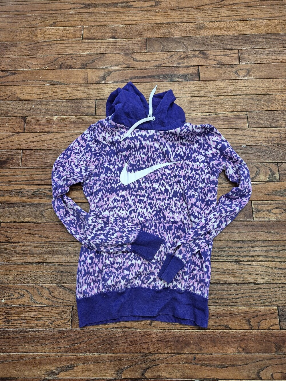 Nike Purple & Pink Camo-Print Pullover Hoodie with White Swoosh